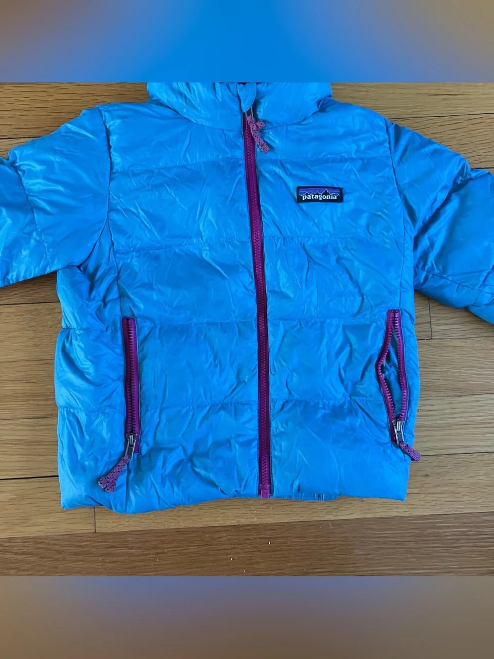 Patagonia Blue Purple Down Winter Outdoor Skiing Hi-Loft Puffer Parka Jacket 3T
